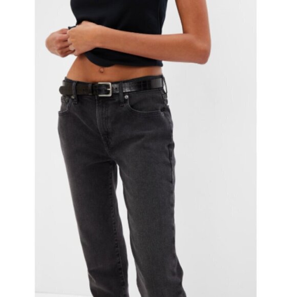 GAP 90's Mid-Rise Black Wash Girlfriend Size 12/31 TALL Y2k Jeans RETAIL $80 - Picture 3 of 7